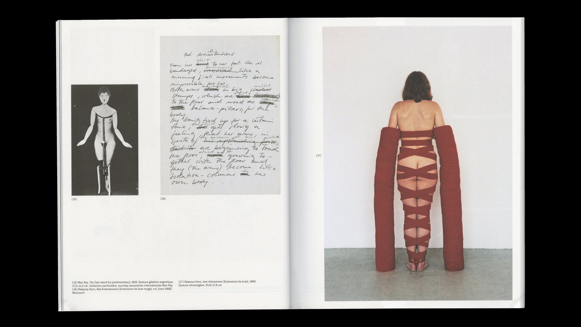 Rebecca Horn, Centre Pompidou, Théâtre des métamorphoses — double page du catalogue, vue 05 — Les Graphiquants